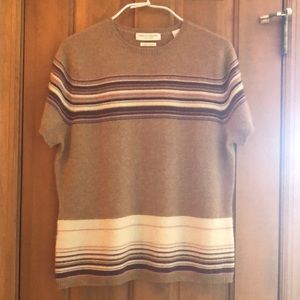 Cashmere short sleeve striped sweater, Medium